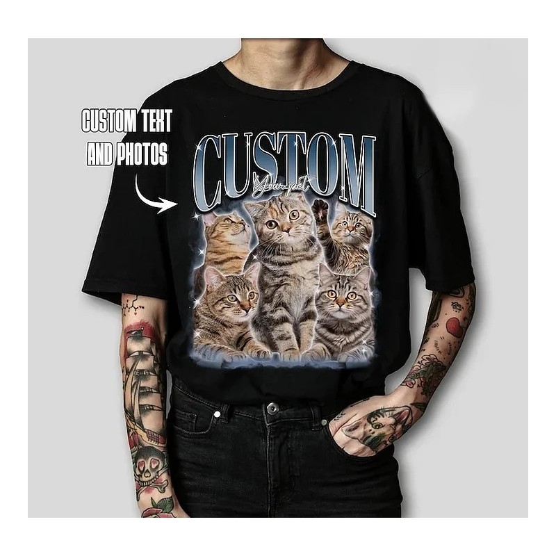 Custom Photo Vintage Tee For Pet Lover T-shirt-Sweatshirt-Hoodie
